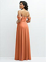 Rear View Thumbnail - Sweet Melon Chiffon Corset Maxi Dress with Removable Off-the-Shoulder Swags