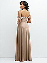 Rear View Thumbnail - Topaz Chiffon Corset Maxi Dress with Removable Off-the-Shoulder Swags