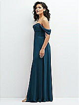 Side View Thumbnail - Atlantic Blue Chiffon Corset Maxi Dress with Removable Off-the-Shoulder Swags