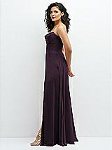 Alt View 2 Thumbnail - Aubergine Chiffon Corset Maxi Dress with Removable Off-the-Shoulder Swags
