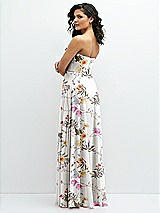 Alt View 3 Thumbnail - Butterfly Botanica Ivory Chiffon Corset Maxi Dress with Removable Off-the-Shoulder Swags