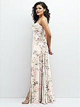 Alt View 2 Thumbnail - Blush Garden Chiffon Corset Maxi Dress with Removable Off-the-Shoulder Swags
