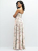 Alt View 3 Thumbnail - Blush Garden Chiffon Corset Maxi Dress with Removable Off-the-Shoulder Swags