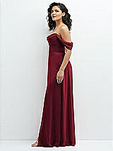 Side View Thumbnail - Burgundy Chiffon Corset Maxi Dress with Removable Off-the-Shoulder Swags