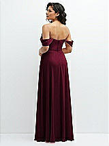 Rear View Thumbnail - Cabernet Chiffon Corset Maxi Dress with Removable Off-the-Shoulder Swags