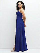 Alt View 2 Thumbnail - Cobalt Blue Chiffon Corset Maxi Dress with Removable Off-the-Shoulder Swags