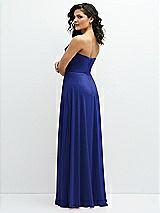 Alt View 3 Thumbnail - Cobalt Blue Chiffon Corset Maxi Dress with Removable Off-the-Shoulder Swags
