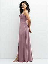 Alt View 2 Thumbnail - Dusty Rose Chiffon Corset Maxi Dress with Removable Off-the-Shoulder Swags