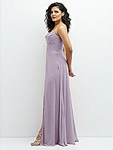 Alt View 2 Thumbnail - Lilac Haze Chiffon Corset Maxi Dress with Removable Off-the-Shoulder Swags