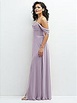 Side View Thumbnail - Lilac Haze Chiffon Corset Maxi Dress with Removable Off-the-Shoulder Swags
