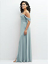 Side View Thumbnail - Morning Sky Chiffon Corset Maxi Dress with Removable Off-the-Shoulder Swags