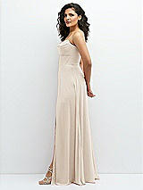 Alt View 2 Thumbnail - Oat Chiffon Corset Maxi Dress with Removable Off-the-Shoulder Swags