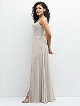 Alt View 2 Thumbnail - Oyster Chiffon Corset Maxi Dress with Removable Off-the-Shoulder Swags