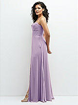 Alt View 2 Thumbnail - Pale Purple Chiffon Corset Maxi Dress with Removable Off-the-Shoulder Swags