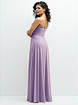 Alt View 3 Thumbnail - Pale Purple Chiffon Corset Maxi Dress with Removable Off-the-Shoulder Swags