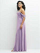 Side View Thumbnail - Pale Purple Chiffon Corset Maxi Dress with Removable Off-the-Shoulder Swags