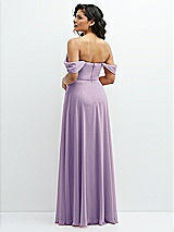 Rear View Thumbnail - Pale Purple Chiffon Corset Maxi Dress with Removable Off-the-Shoulder Swags