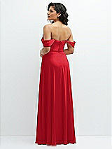 Rear View Thumbnail - Parisian Red Chiffon Corset Maxi Dress with Removable Off-the-Shoulder Swags