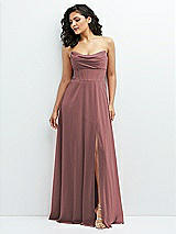 Alt View 1 Thumbnail - Rosewood Chiffon Corset Maxi Dress with Removable Off-the-Shoulder Swags