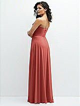 Alt View 3 Thumbnail - Coral Pink Chiffon Corset Maxi Dress with Removable Off-the-Shoulder Swags