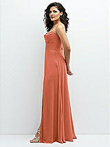 Alt View 2 Thumbnail - Terracotta Copper Chiffon Corset Maxi Dress with Removable Off-the-Shoulder Swags