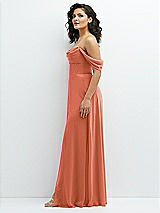 Side View Thumbnail - Terracotta Copper Chiffon Corset Maxi Dress with Removable Off-the-Shoulder Swags