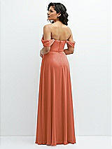 Rear View Thumbnail - Terracotta Copper Chiffon Corset Maxi Dress with Removable Off-the-Shoulder Swags
