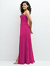 Alt View 2 Thumbnail - Think Pink Chiffon Corset Maxi Dress with Removable Off-the-Shoulder Swags