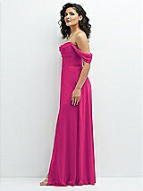 Side View Thumbnail - Think Pink Chiffon Corset Maxi Dress with Removable Off-the-Shoulder Swags