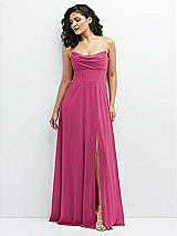 Alt View 1 Thumbnail - Tea Rose Chiffon Corset Maxi Dress with Removable Off-the-Shoulder Swags