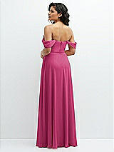 Rear View Thumbnail - Tea Rose Chiffon Corset Maxi Dress with Removable Off-the-Shoulder Swags