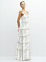 Side View Thumbnail - Bleu Garden Tiered Chiffon Maxi A-line Dress with Convertible Ruffle Straps