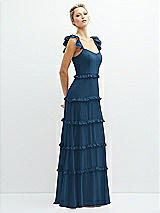 Side View Thumbnail - Dusk Blue Tiered Chiffon Maxi A-line Dress with Convertible Ruffle Straps