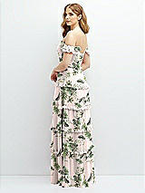 Alt View 3 Thumbnail - Palm Beach Print Tiered Chiffon Maxi A-line Dress with Convertible Ruffle Straps