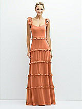 Front View Thumbnail - Sweet Melon Tiered Chiffon Maxi A-line Dress with Convertible Ruffle Straps