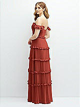 Alt View 3 Thumbnail - Amber Sunset Tiered Chiffon Maxi A-line Dress with Convertible Ruffle Straps