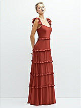 Side View Thumbnail - Amber Sunset Tiered Chiffon Maxi A-line Dress with Convertible Ruffle Straps