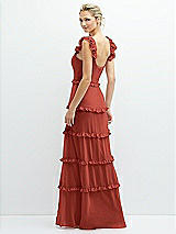 Rear View Thumbnail - Amber Sunset Tiered Chiffon Maxi A-line Dress with Convertible Ruffle Straps