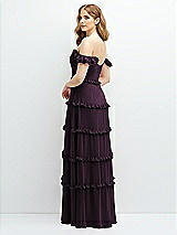 Alt View 3 Thumbnail - Aubergine Tiered Chiffon Maxi A-line Dress with Convertible Ruffle Straps