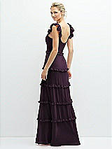 Rear View Thumbnail - Aubergine Tiered Chiffon Maxi A-line Dress with Convertible Ruffle Straps