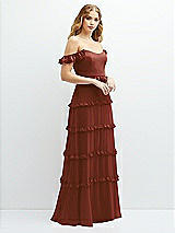 Alt View 2 Thumbnail - Auburn Moon Tiered Chiffon Maxi A-line Dress with Convertible Ruffle Straps