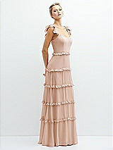 Side View Thumbnail - Cameo Tiered Chiffon Maxi A-line Dress with Convertible Ruffle Straps