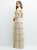 Alt View 3 Thumbnail - Champagne Tiered Chiffon Maxi A-line Dress with Convertible Ruffle Straps