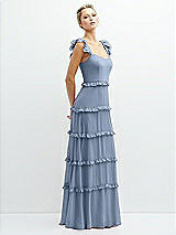 Side View Thumbnail - Cloudy Tiered Chiffon Maxi A-line Dress with Convertible Ruffle Straps