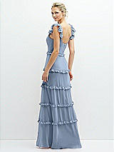 Rear View Thumbnail - Cloudy Tiered Chiffon Maxi A-line Dress with Convertible Ruffle Straps