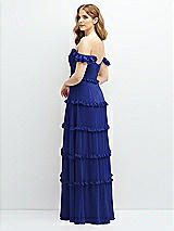 Alt View 3 Thumbnail - Cobalt Blue Tiered Chiffon Maxi A-line Dress with Convertible Ruffle Straps
