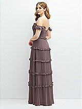 Alt View 3 Thumbnail - French Truffle Tiered Chiffon Maxi A-line Dress with Convertible Ruffle Straps