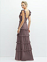 Rear View Thumbnail - French Truffle Tiered Chiffon Maxi A-line Dress with Convertible Ruffle Straps