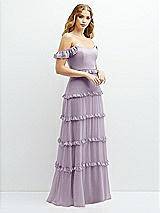 Alt View 2 Thumbnail - Lilac Haze Tiered Chiffon Maxi A-line Dress with Convertible Ruffle Straps