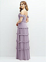 Alt View 3 Thumbnail - Lilac Haze Tiered Chiffon Maxi A-line Dress with Convertible Ruffle Straps